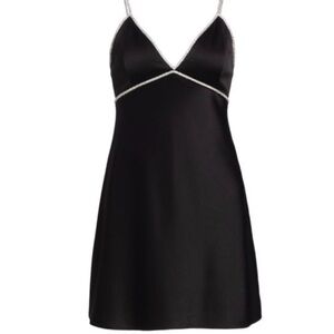 Alice + Olivia Black Julienne Mini Dress with Silver Trim Size 8